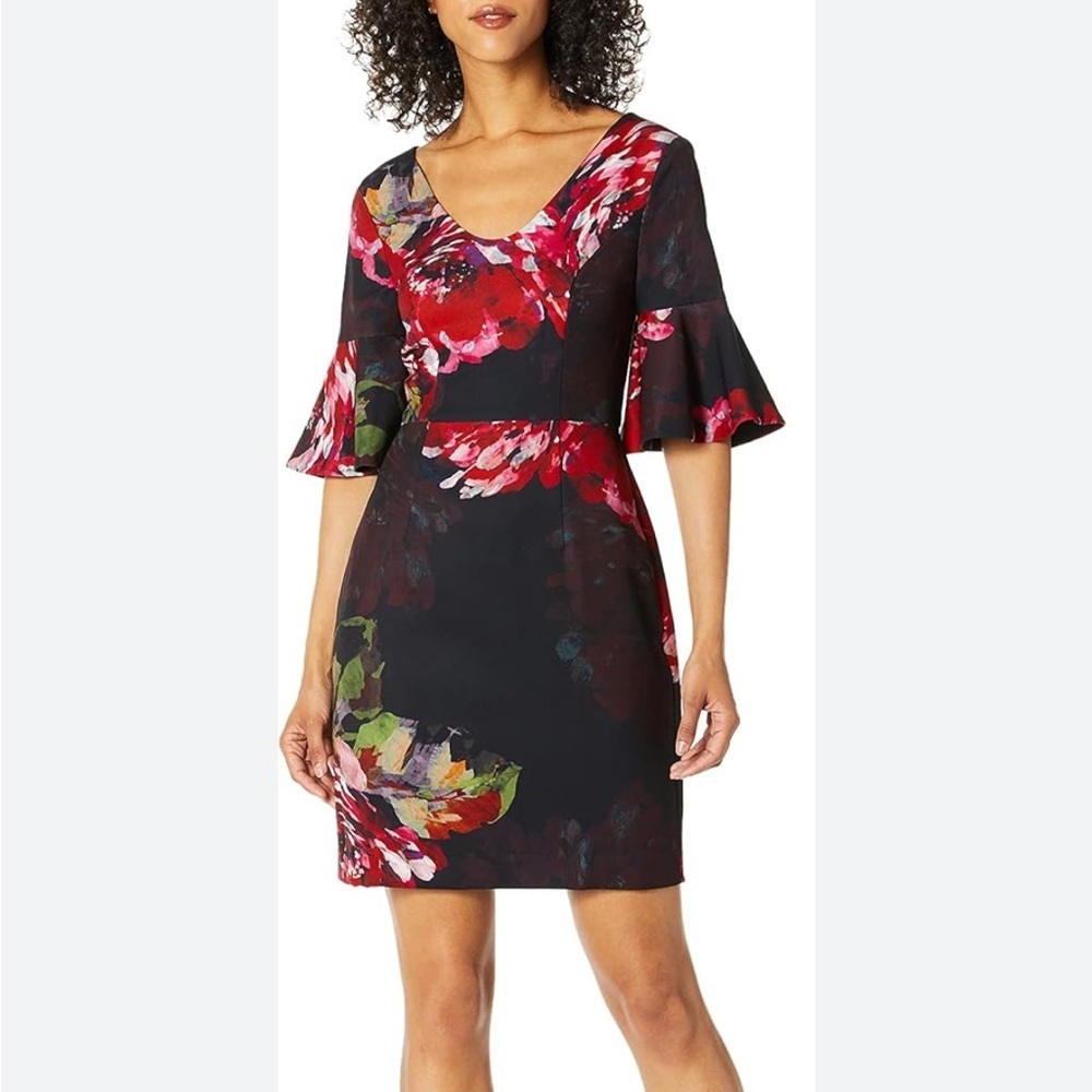 Trina Turk Floral Bell Sleeve Mini Dress NEW